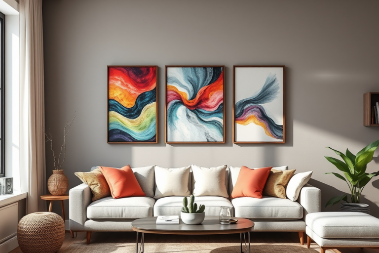 Hiasan dinding ruang tamu. Sumber: AI